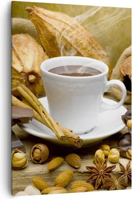 Produktbild von Bild auf Leinwand - Leinwandbild - Einteilig - Tasse Schokolade trinken Kakao - 70x100cm - Wand Bild - Wandbilder - Leinwanddruck - Wanddekoration - Leinwand bilder - Wandbild - PA70x100-2480