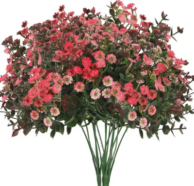 Produktbild von 3pcs Künstliche Blumen Gänseblümchen Kunstblumen Eukalyptus Künstlich Kunstpflanzen Plastikblumen Unechte Blumen Deko für Balkon Garten Innen Topf Vase Dekoration