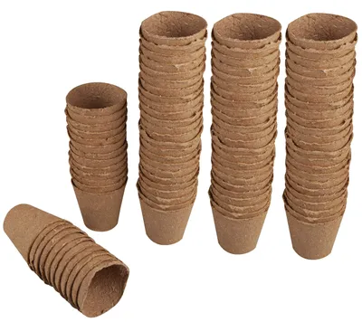 Produktbild von Windhager Anzucht-Töpfe, Pflanztöpfe, Saattopf, Aussaattöpfe, Ziehtöpfe, 6 cm, rund, 96 Stück pro Packung, Braun – Größe 6 cm Rund