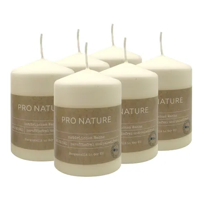 Obrázok produktu pre Lisované stĺpové sviečky Müller PRO NATURE - Sada 6 ks - Stearínové sviečky zo slonoviny - Neparfumované stĺpikové sviečky - Kvalita RAL Dlhá doba hor