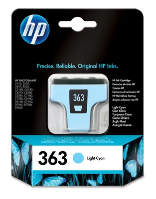 Obrázek produktu pro HP 363 Světle azurová originální inkoustová kazeta, Standardní výtěžnost, Světle azurová, Inkoust na pigmentové bázi, 1 kusů, 220 str.