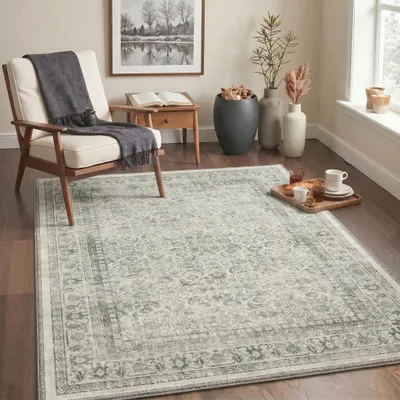 Imagen del producto de Alfombra antideslizante vintage, 160x230 cm, color verde