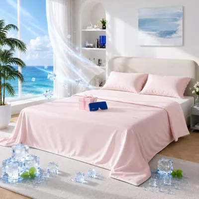 Produktbild von Bettdecke Microfaserbettdecke 135x200 cm Kühlende Sommerdecke, Wendedecke inkl. gratis Schlafmaske, waschbar(Rosa)