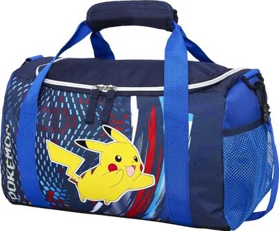 Produktbild von Große Pokemon Sporttasche Blau - mit Reißverschluss-Hauptfach, Schultergurt und Netztasche - 12L Volumen