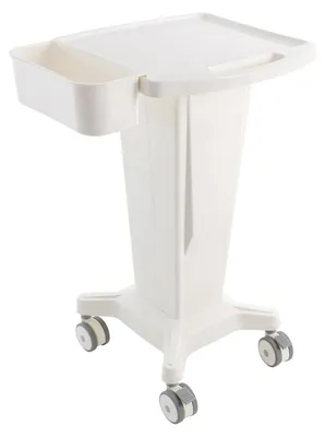 Produktbild von Rollbarer Behandlungswagen - Medizinischer Kunststoffwagen - Schwenkrollen - 60 kg Tragkraft - Mobiler Ultraschallgerätewagen - Für Klinik Labor Kosmetik Zahnarztpraxis