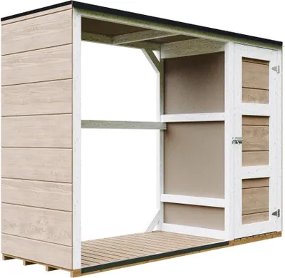 Immagine prodotto di Legnaia da esterno - 75 x 217 x H159 cm - Casetta per attrezzi e legna 1,09 m² + 0.53 m² - TIMBELA M981 - TERRA BROWN