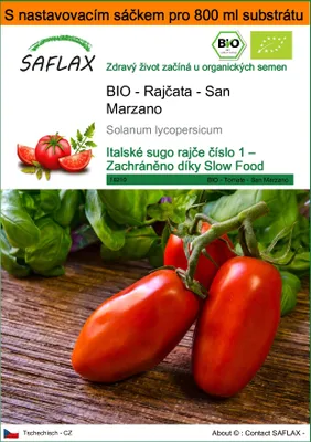 Obrázek produktu pro SAFLAX Garden in the bag - BIO - Rajčata - San Marzano - Solanum lycopersicum - 15 Semena - S pěstebním substrátem v praktickém samovztyčovacím sáčku
