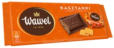 Obrázek produktu pro Mléčná čokoláda s náplní Kasztanki Wawel 90 g