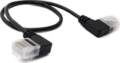 Produktbild von LAN Kabel 25 cm RJ45 8P8C STP Cat6 Stecker zu Stecker Winkel Adapter Schwarz