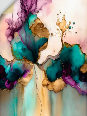 Produktbild von ARTland Wandbild, selbstklebend Flüssiger Marmor und Gold Größe: 30x40 cm