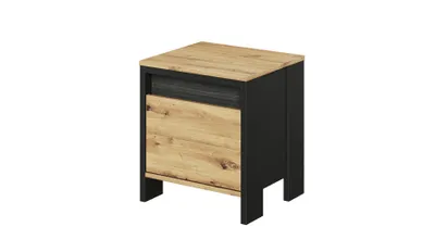 Produktbild von MINIO go for it, SPOT Nachttisch – 1 Schublade, mit Beinen, Schwarz/Artisan Eiche, 45x51x38 cm