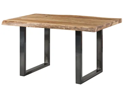 Image de MASSIVMOEBEL24 | Table à manger 140x90 en bois de Sheesham sablé bois naturel pieds en U anthracite brillant FREEFORM 5