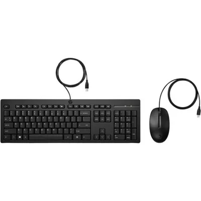 Image de Souris et clavier filaires HP 225, taille standard, connexion filaire USB, clavier à membrane, couleur noire, comprenant une souris