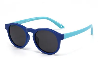 Produktbild von Techsuit - Sunglasses Polarised 8308-C28 polarisierte Sonnenbrille für Babys in runder Form mit Riemen - dunkelblau-hellblau