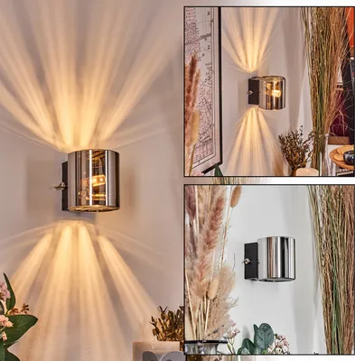 Produktbild von Hers Wandlampe aus Metall/Glas in Schwarz/Chrom/Rauch