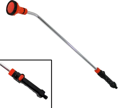 A garden hose spray nozzle with an extension wand, shown against a white background.