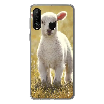Produktbild von MuchoWow® Handyhülle Schutzhülle Hülle für Huawei P30 Lite Schafe - Gras - Sonne Silikon Softcase Handy Hülle - Handyhülle