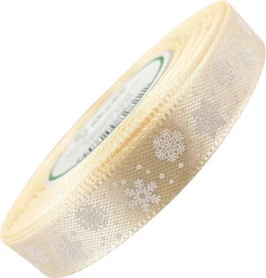 Produktbild von Cremefarbenes Satinband mit Schneeflocken 12mm x 23m