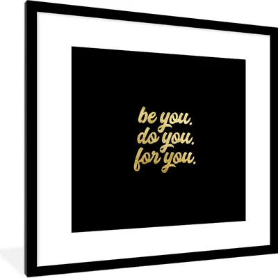 Produktbild von MuchoWow® Gerahmtes Poster Zuversicht - Gold - Schwarz - Zitat 40x40 cm - Poster mit Schwarzem Bilderrahmen Wandposter Rahmen Foto Bilder - Poster - Plakat im Rahmen
