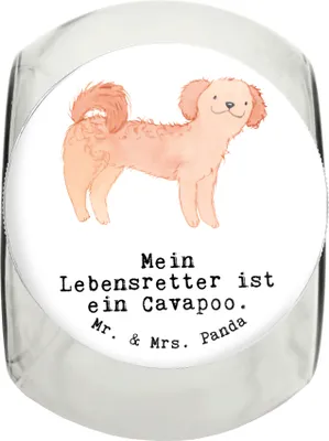 Produktbild von Mr. & Mrs. Panda Dose Cavapoo Lebensretter XL 2000ml - Weiß - Geschenk, Cavoodle, Keksdose, Aufbewahrungsdose, Vorratsbehälter, glasbehälter, schraubglas