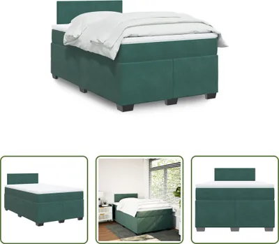 Produktbild von The Living Store Boxspringbett mit Matratze Dunkelgrün 120x190 cm Samt