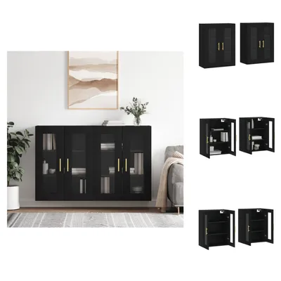 Produktbild von vidaXL Wandschränke 2 Stk. Schwarz Holzwerkstoff -  Sideboards