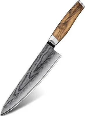 Image de Couteau de cuisine damassé ZE-37557 - Chef Marron KP37557