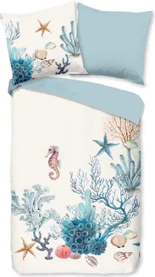 Produktbild von Good Morning Bettwäsche "Reine" mit Maritim - White - 135 X 200 cm  - 100% Baumwolle
