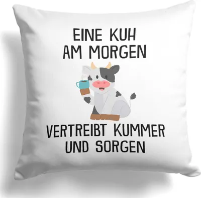 Produktbild von 22Feels Kuh Kissen Lustig Deko Süß Tier Geschenk Landwirt Bauer Frauen Männer Couch Humor Wohnaccessoire Sofa Büro Wohnzimmer Schlafzimmer Couch