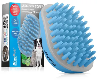 Productafbeelding van Badborstel voor honden en katten - zachte rubberen borstel voor korthaar - met reinigingsplaat