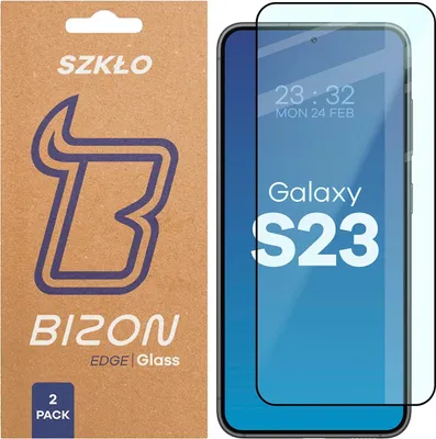 Produktbild von 2x Gehärtetes Glas für Galaxy S23, Bizon Glass Edge Duo, Schwarzer Rahmen