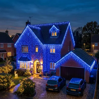Eiszapfen-Lichterkette 120 LEDs, 4 m, blau, wasserdicht, Niederspannung