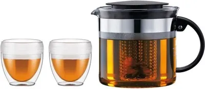 Produktbild von Filter Teekanne, BODUM BISTRO SET, 1.0 L Kunststoff, mit 2 Doppelwandigen Bechern, 0.25 L