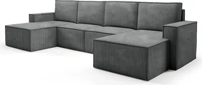 Produktbild von BETTSO klassisch Polsterecke aus Kord ORTO modular Dunkelgrau