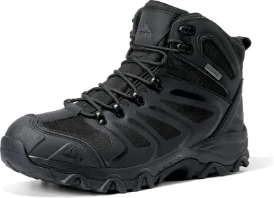 Produktbild von Herren Outdoorschuhe Wanderstiefel Wanderschuhe Wasserdicht Mid Kletterschuhe, Farbe: Alle Schwarz, Größe:46