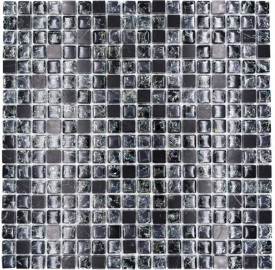 Produktbild von Glasmosaik mit Naturstein XIC 1028 schwarz 30,5x30,5 cm