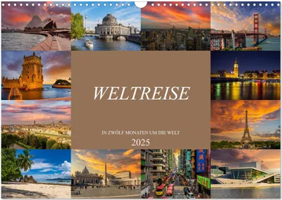 Produktbild von Weltreise - In zwölf Monaten um die Welt (Wandkalender 2025 DIN A3 quer), CALVENDO Monatskalender