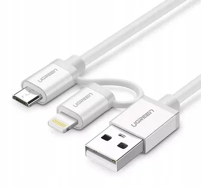 Produktbild von UGREEN USB-Kabel micro+USB + Lightning 0,5m weiß