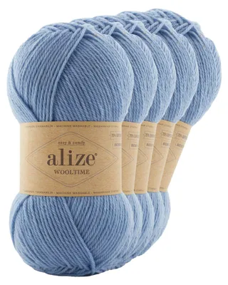 5 x 100g Sockenwolle Alize Wooltime 75% Wolle OEKO-Tex 100 Strickgarn Häkelgarn Farbwahl 432 taubenblau