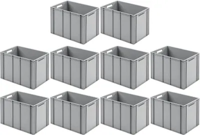 Produktbild von SparSet 10x Eurobehälter mit offenem Griff | HxBxT 42x40x60cm | 70 Liter | Grau | Eurobox, Transportbox, Transportbehälter, Stapelbehälter