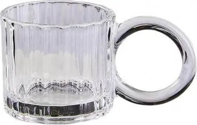 Obrázek produktu pro ECARLA malá rýhovaná sklenice na kávu s uchem 225 ml SZK61