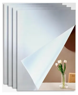 Produktbild von A4 HD Klebespiegel, feuchtigkeitsbeständig, schimmelresistent, dekorativ, bruchsicher, selbstklebende Spiegelfliesen - Spiegel für Wand, Badspiegel, Wandspiegel aus Acryl - 4er Set