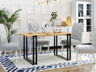Obrázek produktu pro Jídelní stůl rozkládací 140x80 cm HAGA - dub kraft zlatý / černý