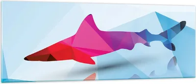 Produktbild von Bilder auf glas - Hai Illustration modern Grafik - 140x50cm - Glasbilder - Wandbilder - Kunstdruck - zum Aufhängen bereit - Wanddekoration aus Glas - Glas Bilder - Wandbild auf Glas - GAB140x50-2813