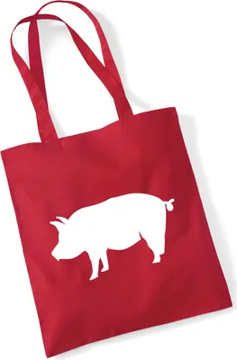 Produktbild von Huuraa Jutebeutel Schwein Silhouette 10 Liter Classic Red Baumwolle Tasche Geschenkidee