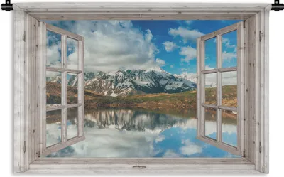 Produktbild von MuchoWow® Wandteppich Wandbehang Aussicht - Berg - Wasser 120x80 cm Tapisserie Dekoration Wandtuch - Wanddekorationen - Wandtücher