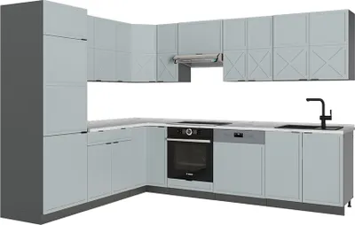 Produktbild von Eckküche Vicco Fame-Line Hellblau-grau/Anthrazit 287 x 46 cm ohne Arbeitsplatte, Model 51132