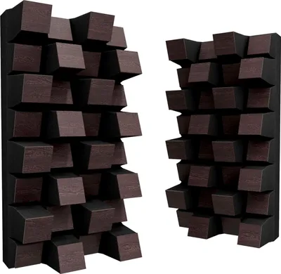 Obrázek produktu pro Balení po 2 kusech – akustický difuzor | 2D difúze a absorpce zvuku | 50 x 25 cm | Kontrola hluku a redukce ozvěny | [Sirius-HALF | Wenge]