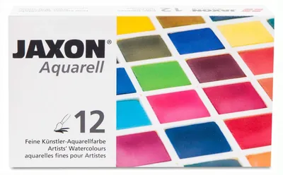 Image de JAXON 89912 Boîte de peinture aquarelle - 12 pièces, 1/2 écuelles Boîte métallique