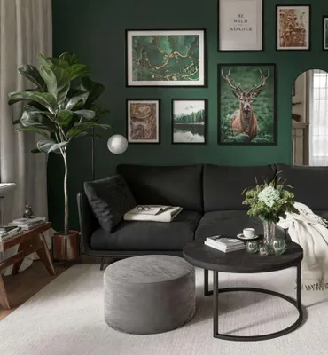 Produktbild von Runder Couchtisch CIRI mit Hocker Dunkelbeton